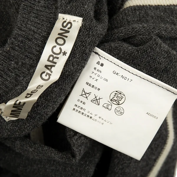 コムデギャルソンCOMME des GARCONS ライン切替デザインニットトップス チャコールS位 K-93518_017