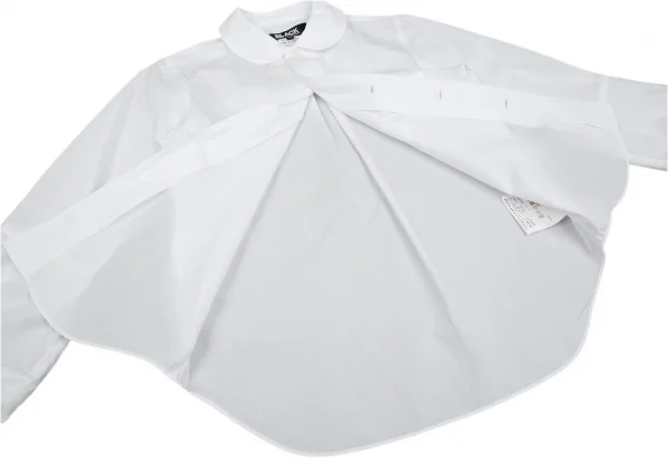 ブラックコムデギャルソンBLACK COMME des GARCONS リボンカフスラウンドカラーシャツ 白XS K-93521_011