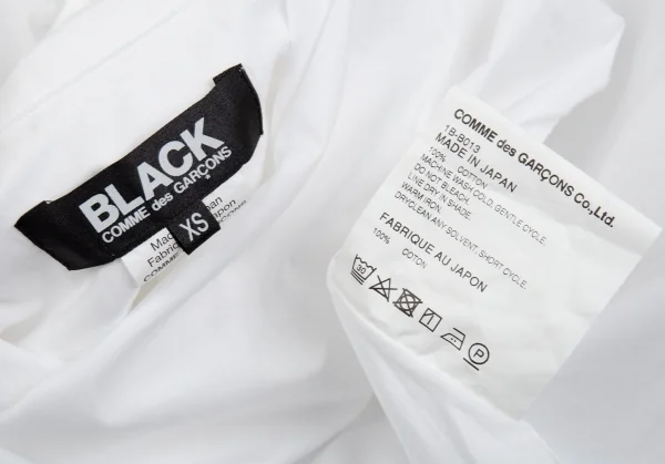 ブラックコムデギャルソンBLACK COMME des GARCONS リボンカフスラウンドカラーシャツ 白XS K-93521_016