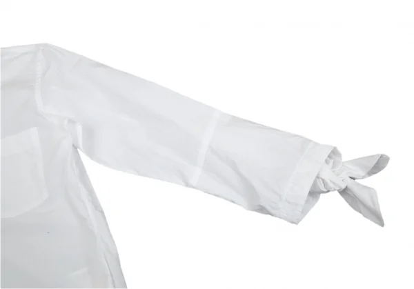 ブラックコムデギャルソンBLACK COMME des GARCONS リボンカフスラウンドカラーシャツ 白XS K-93521_007