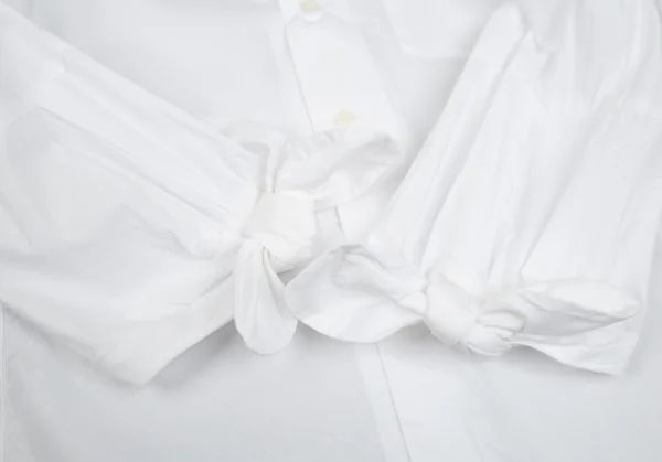 ブラックコムデギャルソンBLACK COMME des GARCONS リボンカフスラウンドカラーシャツ 白XS K-93521_008