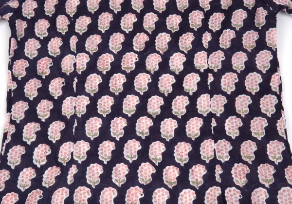 ユナイテッドアローズUNITED ARROWS インドコットン刺し子切替フラワープリントワンピース 紺白1 K-93552_013