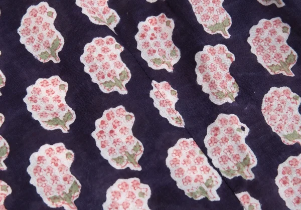 ユナイテッドアローズUNITED ARROWS インドコットン刺し子切替フラワープリントワンピース 紺白1 K-93552_014