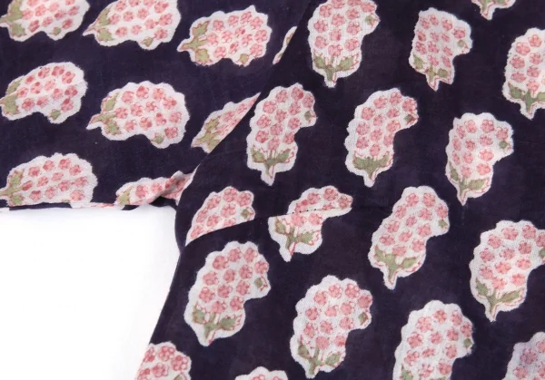 ユナイテッドアローズUNITED ARROWS インドコットン刺し子切替フラワープリントワンピース 紺白1 K-93552_006