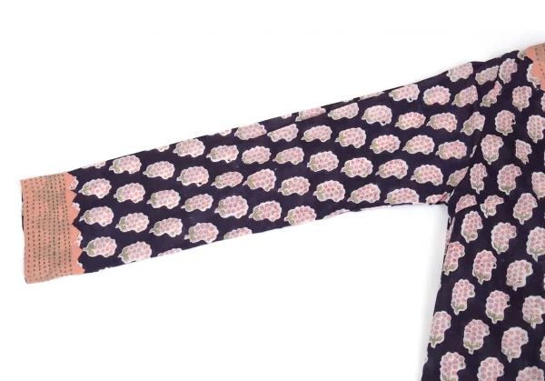 ユナイテッドアローズUNITED ARROWS インドコットン刺し子切替フラワープリントワンピース 紺白1 K-93552_007