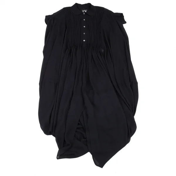 ジュンヤワタナベ コムデギャルソンJUNYA WATANABE COMME des GARCONS シフォンピンタックドレープラウンドカラーブラウスワンピース 濃紺S K-93604_002