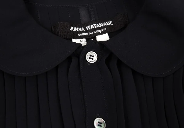 ジュンヤワタナベ コムデギャルソンJUNYA WATANABE COMME des GARCONS シフォンピンタックドレープラウンドカラーブラウスワンピース 濃紺S K-93604_004