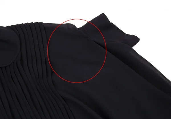 ジュンヤワタナベ コムデギャルソンJUNYA WATANABE COMME des GARCONS シフォンピンタックドレープラウンドカラーブラウスワンピース 濃紺S K-93604_005