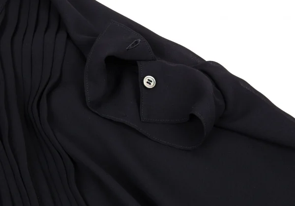 ジュンヤワタナベ コムデギャルソンJUNYA WATANABE COMME des GARCONS シフォンピンタックドレープラウンドカラーブラウスワンピース 濃紺S K-93604_007