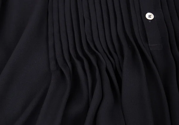 ジュンヤワタナベ コムデギャルソンJUNYA WATANABE COMME des GARCONS シフォンピンタックドレープラウンドカラーブラウスワンピース 濃紺S K-93604_010