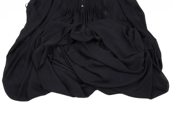 ジュンヤワタナベ コムデギャルソンJUNYA WATANABE COMME des GARCONS シフォンピンタックドレープラウンドカラーブラウスワンピース 濃紺S K-93604_011