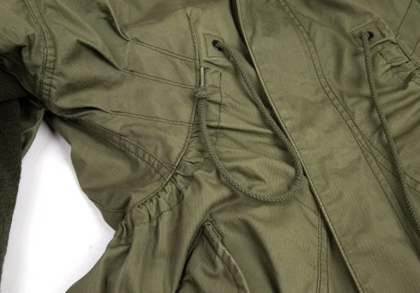 ジュンヤワタナベ コムデギャルソンJUNYA WATANABE COMME des GARCONS リブ袖ギャザー切替デザインモッズコート カーキS K-93606_007