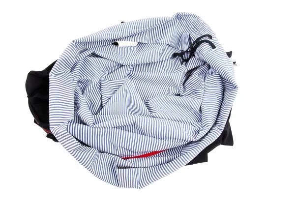 トリココムデギャルソンtricot COMME des GARCONS プリーツスカートジップ着脱ストライプショルダーバッグ　 黒青白 K-93612_010