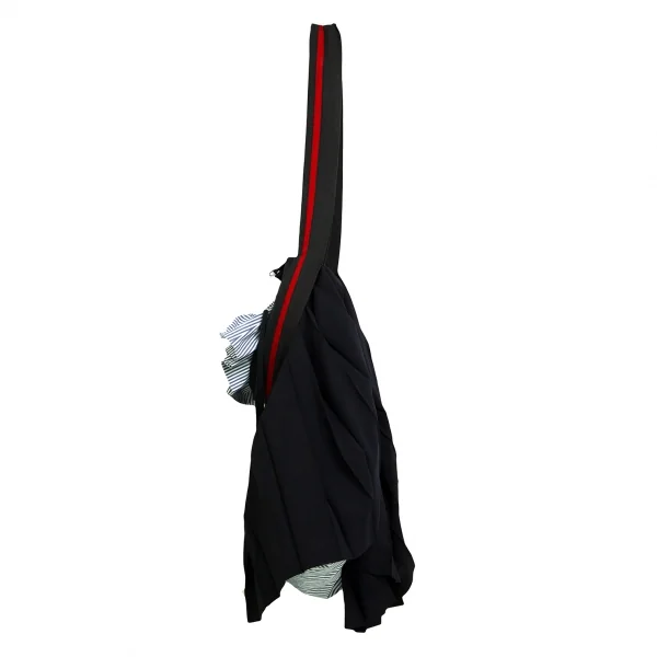 トリココムデギャルソンtricot COMME des GARCONS プリーツスカートジップ着脱ストライプショルダーバッグ　 黒青白 K-93612_002