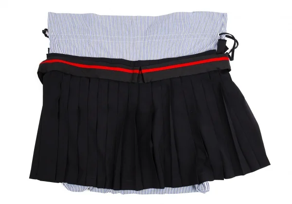 トリココムデギャルソンtricot COMME des GARCONS プリーツスカートジップ着脱ストライプショルダーバッグ　 黒青白 K-93612_004