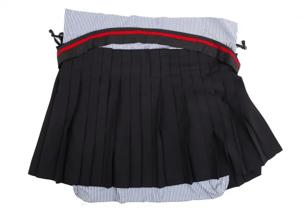 トリココムデギャルソンtricot COMME des GARCONS プリーツスカートジップ着脱ストライプショルダーバッグ　 黒青白 K-93612_005