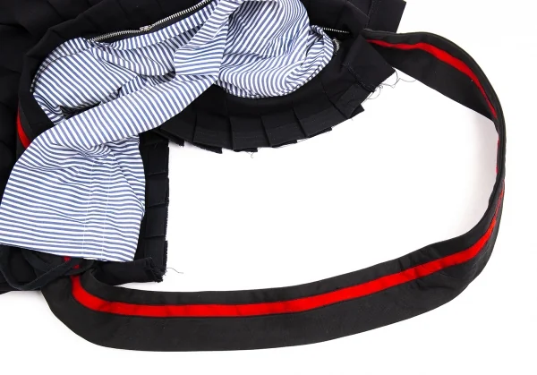 トリココムデギャルソンtricot COMME des GARCONS プリーツスカートジップ着脱ストライプショルダーバッグ　 黒青白 K-93612_007