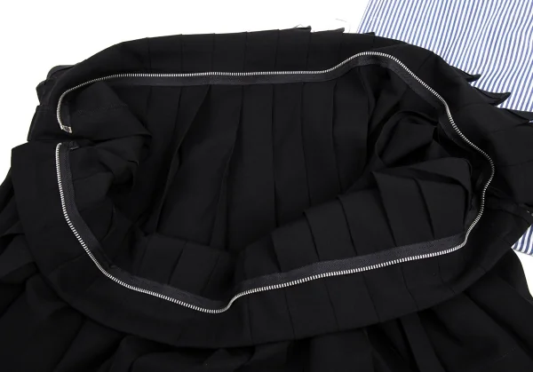 トリココムデギャルソンtricot COMME des GARCONS プリーツスカートジップ着脱ストライプショルダーバッグ　 黒青白 K-93612_009