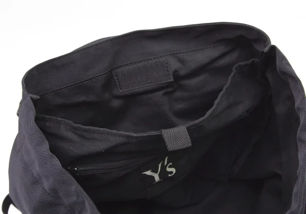 ワイズY's レザー切替ナイロンコットンバックパック 黒 K-93620_015