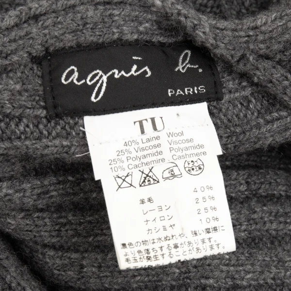 アニエスベーagnes b. リブニットポンチョ グレーM位 K-93663_011