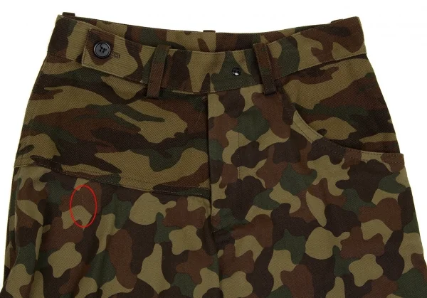 ヨウジヤマモト ファムYohji Yamamoto FEMME カモフラ変形コットンワイドパンツ 茶カーキ1 K-93674_002