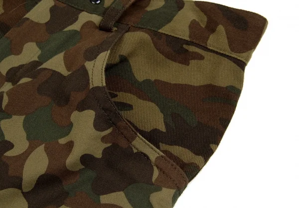 ヨウジヤマモト ファムYohji Yamamoto FEMME カモフラ変形コットンワイドパンツ 茶カーキ1 K-93674_006