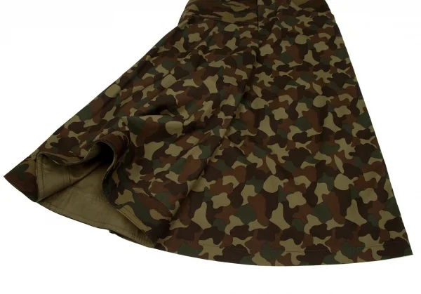 ヨウジヤマモト ファムYohji Yamamoto FEMME カモフラ変形コットンワイドパンツ 茶カーキ1 K-93674_007