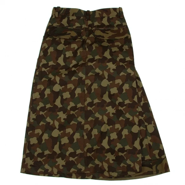 ヨウジヤマモト ファムYohji Yamamoto FEMME カモフラ変形コットンワイドパンツ 茶カーキ1 K-93674_010