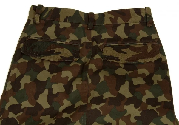 ヨウジヤマモト ファムYohji Yamamoto FEMME カモフラ変形コットンワイドパンツ 茶カーキ1 K-93674_011