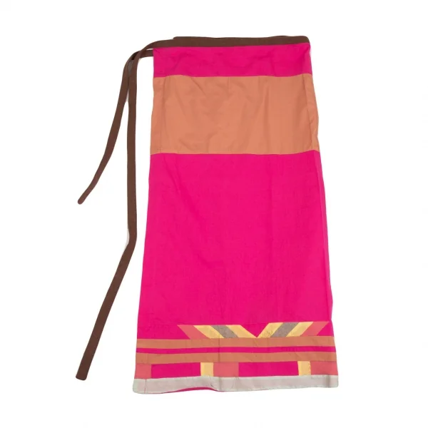 コムコム コムデギャルソンCOMME des GARCONSパネル切替デザインラップスカート ピンク茶他M K-93684_002