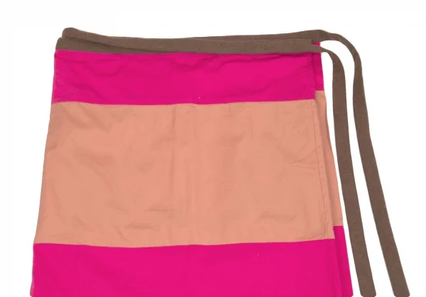 コムコム コムデギャルソンCOMME des GARCONSパネル切替デザインラップスカート ピンク茶他M K-93684_009