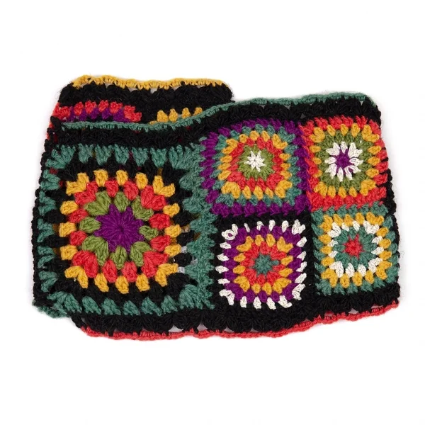 キャピタルKAPITAL レース編みニットネックウォーマー 黒マルチ K-93696_002