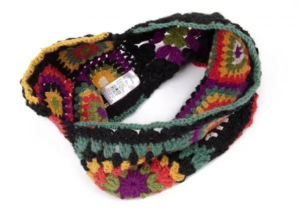 キャピタルKAPITAL レース編みニットネックウォーマー 黒マルチ K-93696_006