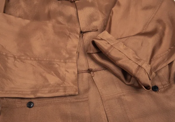 ローブドシャンブル コムデギャルソンrobe de chambre COMME des GARCONS レーヨンサテンエポーレット付きチャイナシャツ モカS位 K-93738_011