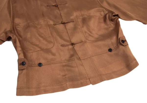 ローブドシャンブル コムデギャルソンrobe de chambre COMME des GARCONS レーヨンサテンエポーレット付きチャイナシャツ モカS位 K-93738_012