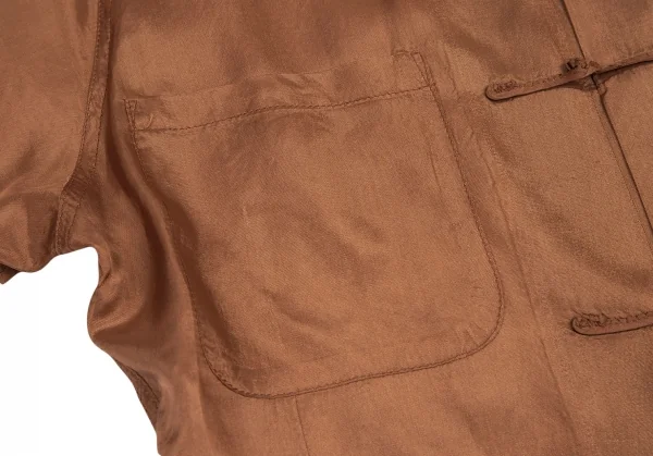 ローブドシャンブル コムデギャルソンrobe de chambre COMME des GARCONS レーヨンサテンエポーレット付きチャイナシャツ モカS位 K-93738_013