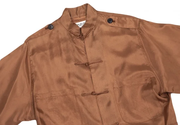 ローブドシャンブル コムデギャルソンrobe de chambre COMME des GARCONS レーヨンサテンエポーレット付きチャイナシャツ モカS位 K-93738_003