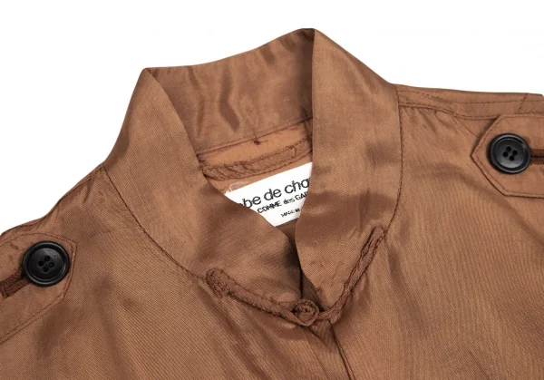 ローブドシャンブル コムデギャルソンrobe de chambre COMME des GARCONS レーヨンサテンエポーレット付きチャイナシャツ モカS位 K-93738_004