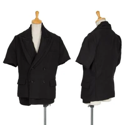 コムデギャルソンCOMME des GARCONS ポリフロント二重ダブルブレスト半袖ジャケット
