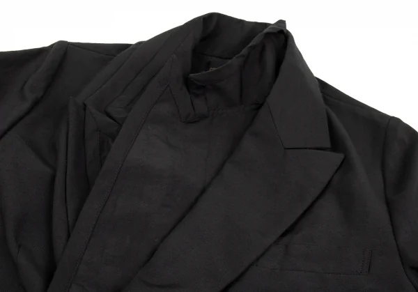 コムデギャルソンCOMME des GARCONS ポリフロント二重ダブルブレスト半袖ジャケット 黒S K-93740_004