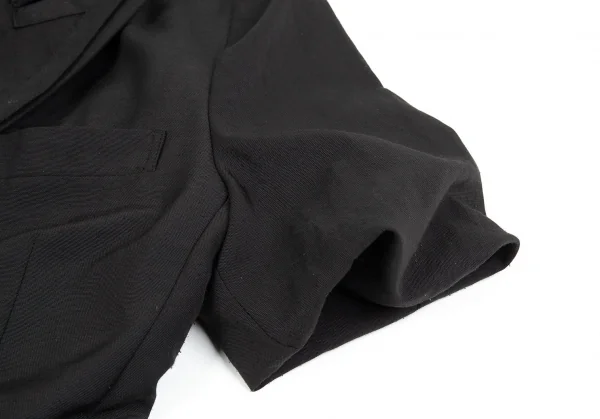 コムデギャルソンCOMME des GARCONS ポリフロント二重ダブルブレスト半袖ジャケット 黒S K-93740_006