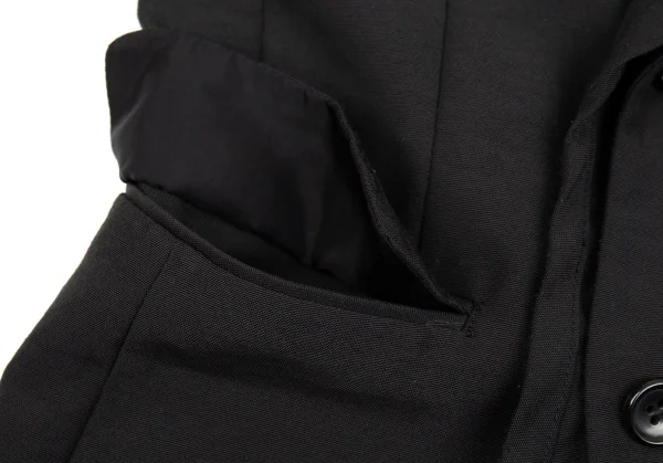 コムデギャルソンCOMME des GARCONS ポリフロント二重ダブルブレスト半袖ジャケット 黒S K-93740_008