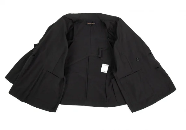コムデギャルソンCOMME des GARCONS ポリフロント二重ダブルブレスト半袖ジャケット 黒S K-93740_011