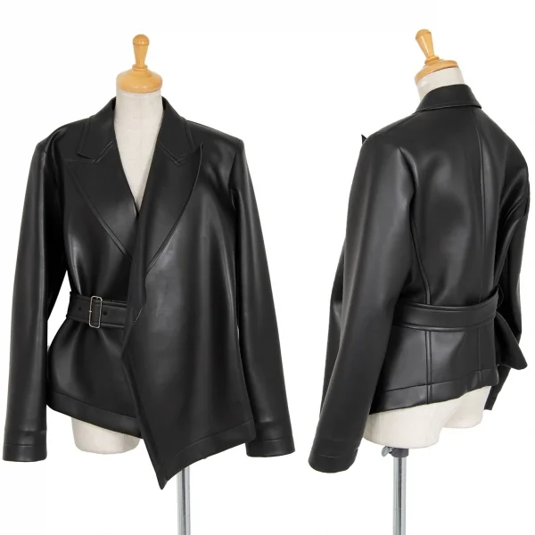 コムデギャルソンCOMME des GARCONSシンセティックレザーベルテッドジャケット