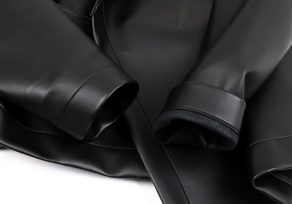 コムデギャルソンCOMME des GARCONSシンセティックレザーベルテッドジャケット 黒M K-93744_010