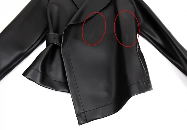 コムデギャルソンCOMME des GARCONSシンセティックレザーベルテッドジャケット 黒M K-93744_011