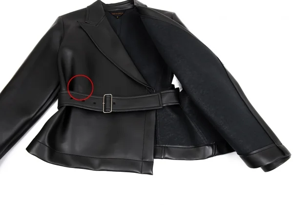 コムデギャルソンCOMME des GARCONSシンセティックレザーベルテッドジャケット 黒M K-93744_013