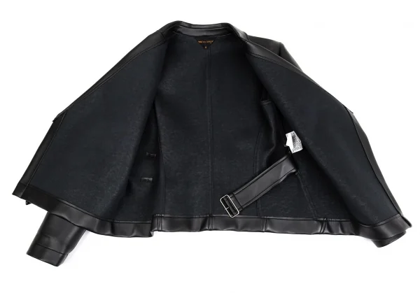コムデギャルソンCOMME des GARCONSシンセティックレザーベルテッドジャケット 黒M K-93744_015