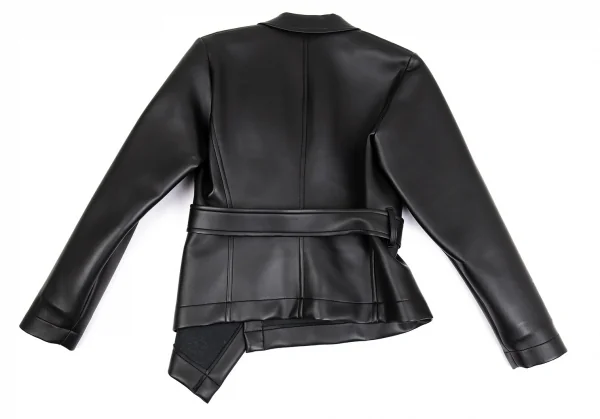 コムデギャルソンCOMME des GARCONSシンセティックレザーベルテッドジャケット 黒M K-93744_017