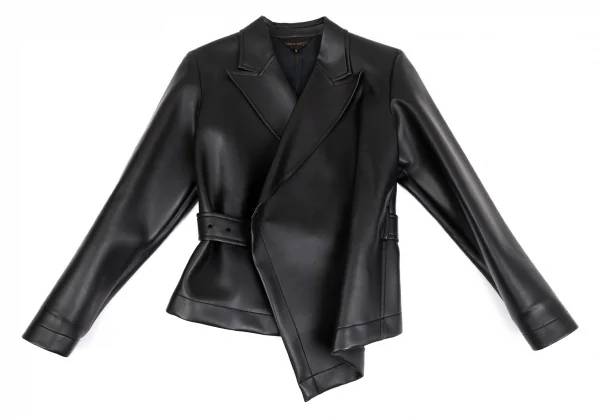 コムデギャルソンCOMME des GARCONSシンセティックレザーベルテッドジャケット 黒M K-93744_002